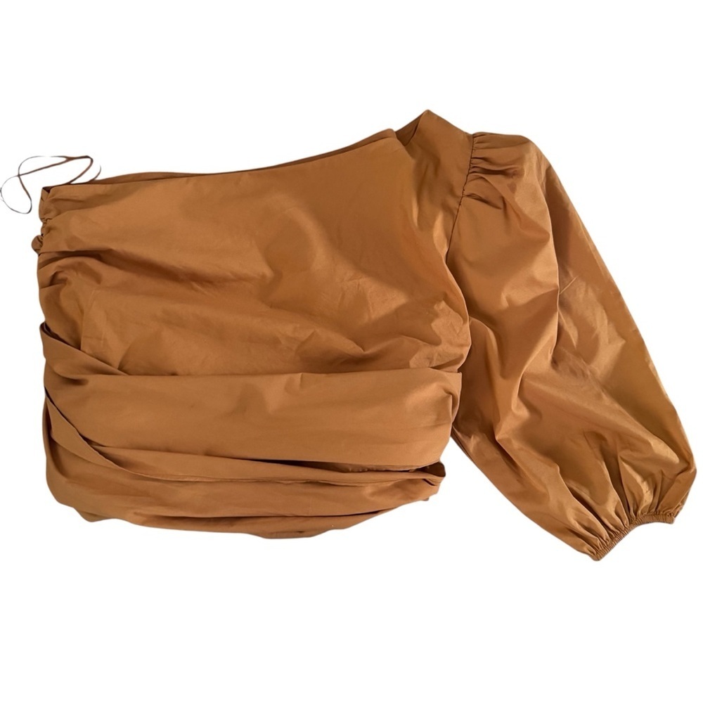 NWT Express one shoulder burnt orange/rust cotton tie waist blouse Size XL